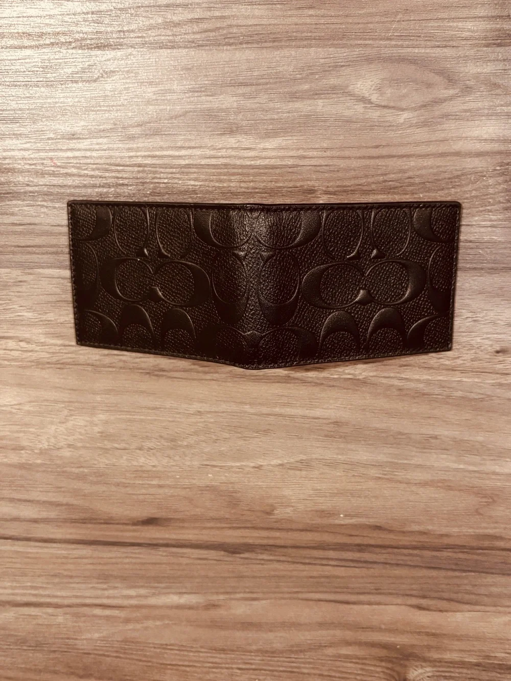 Coach Black Embossed Signature Card Holder Luxury Classic Leather Lightweight